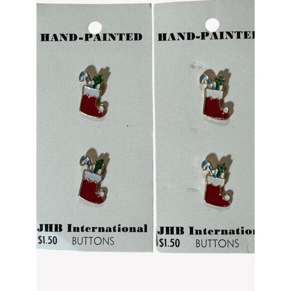 Vintage Hand Painted JHB International New Old Stock Christmas Buttons Lot - Picture 2 of 6